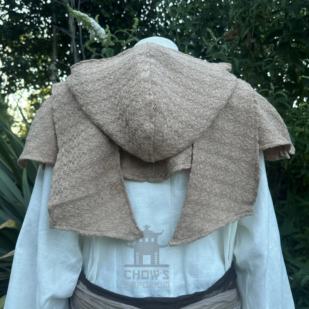 Sand Wool Textured Scarf Hood