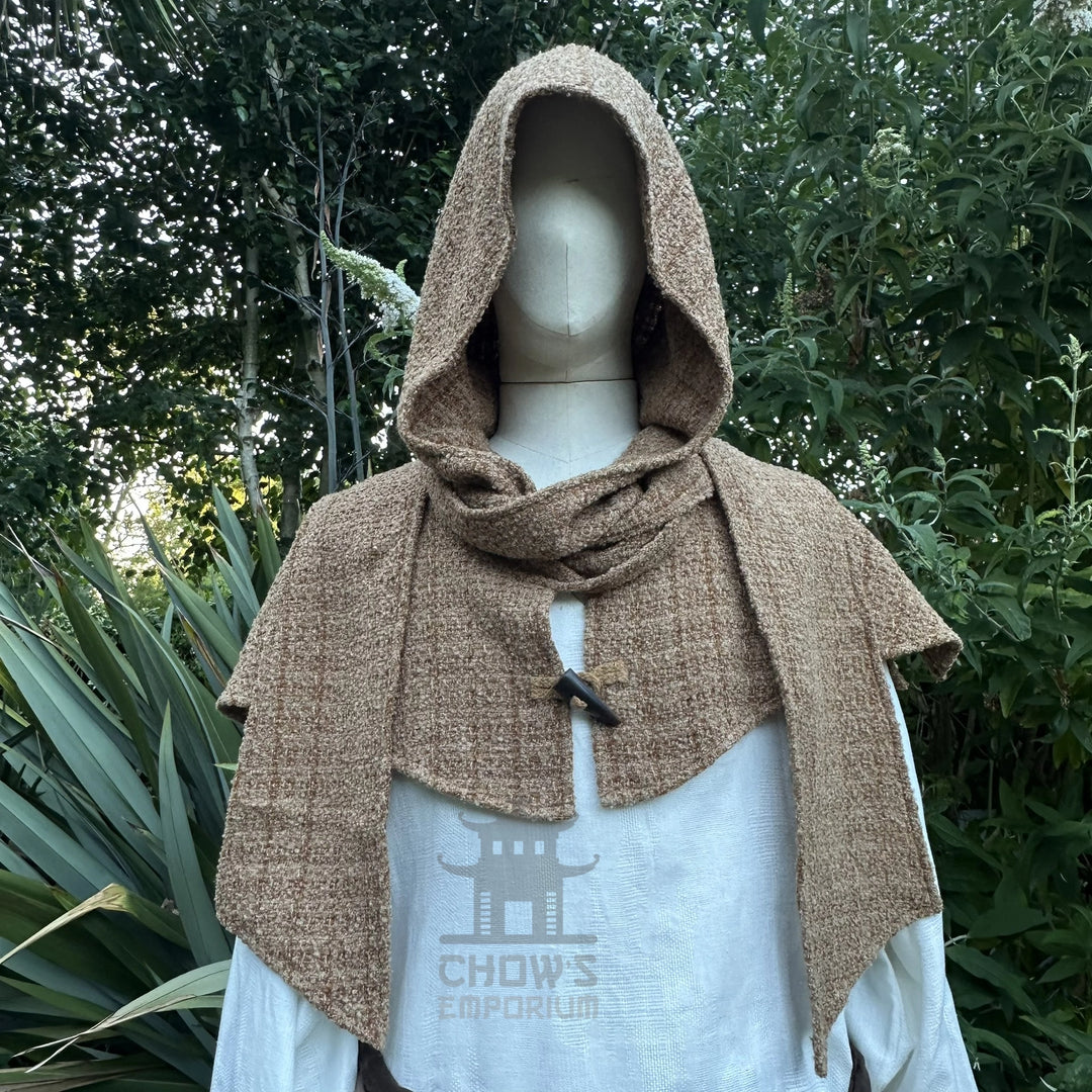Tan Wool  Scarf Hood