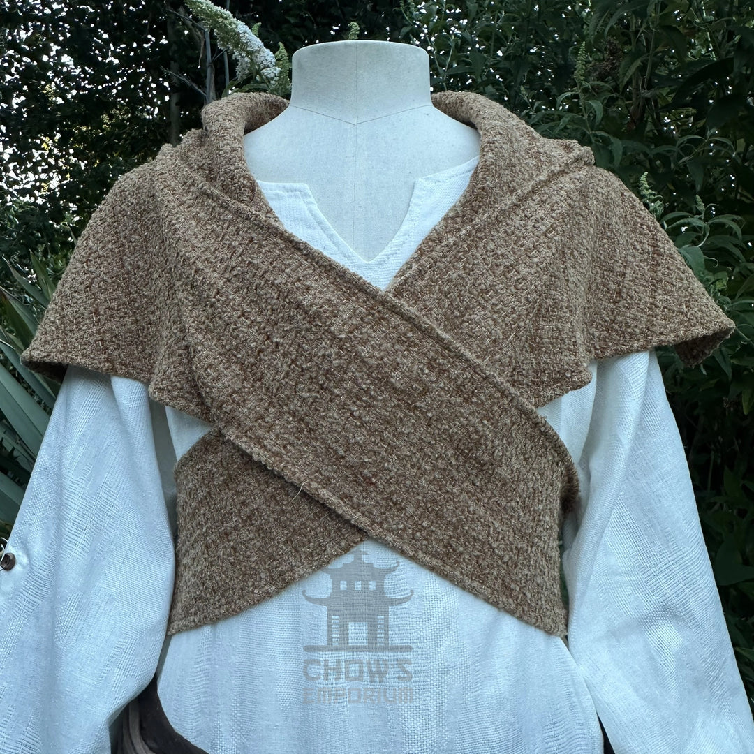 Tan Wool  Scarf Hood