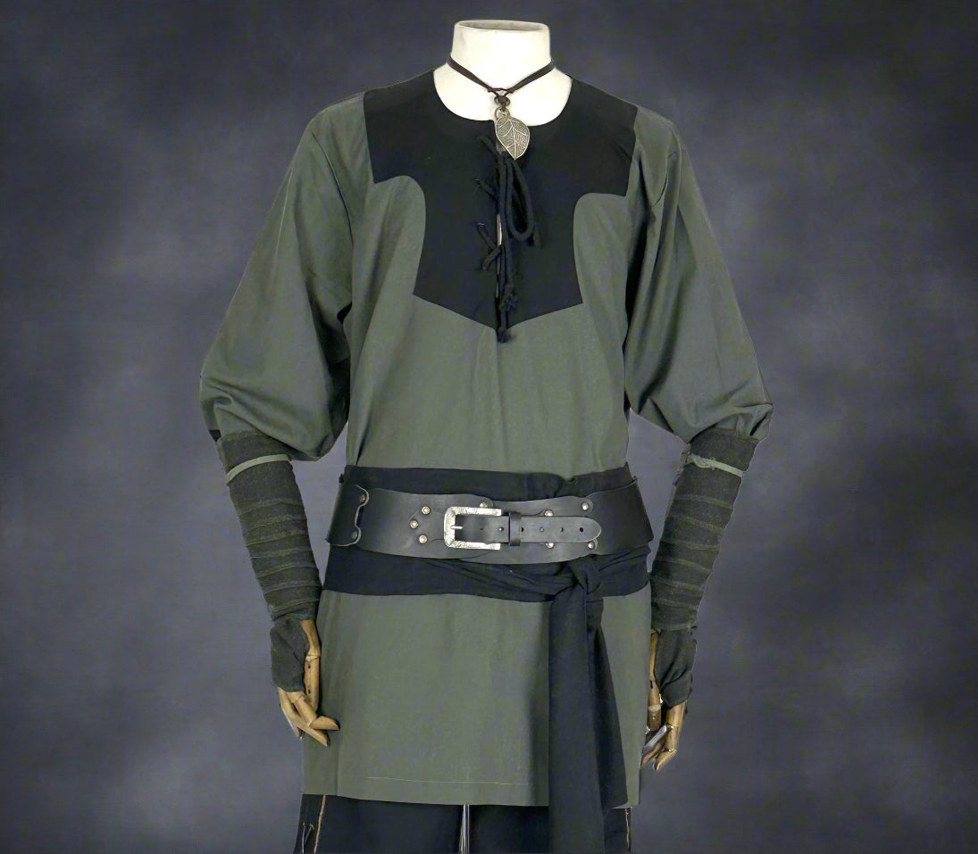 slate green black cotton Viking shirt for LARP.