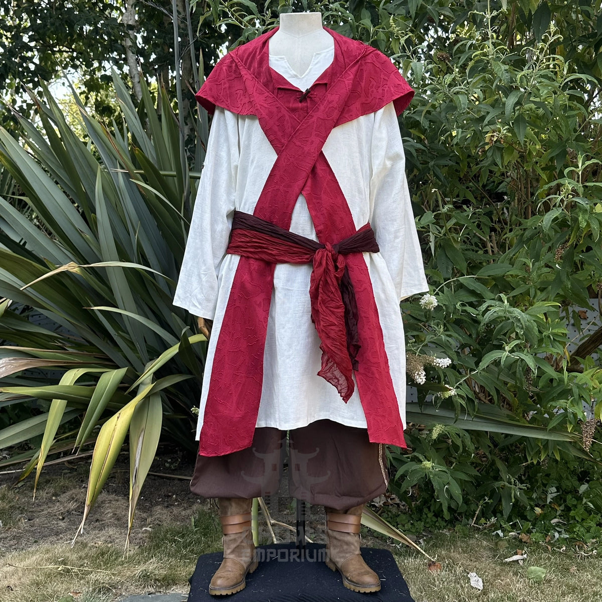 Red Medieval Scarf Hood - Lightweight