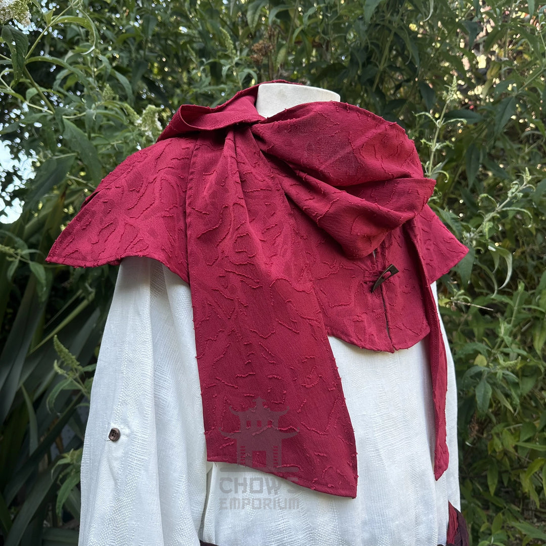 Red Medieval Scarf Hood - Lightweight