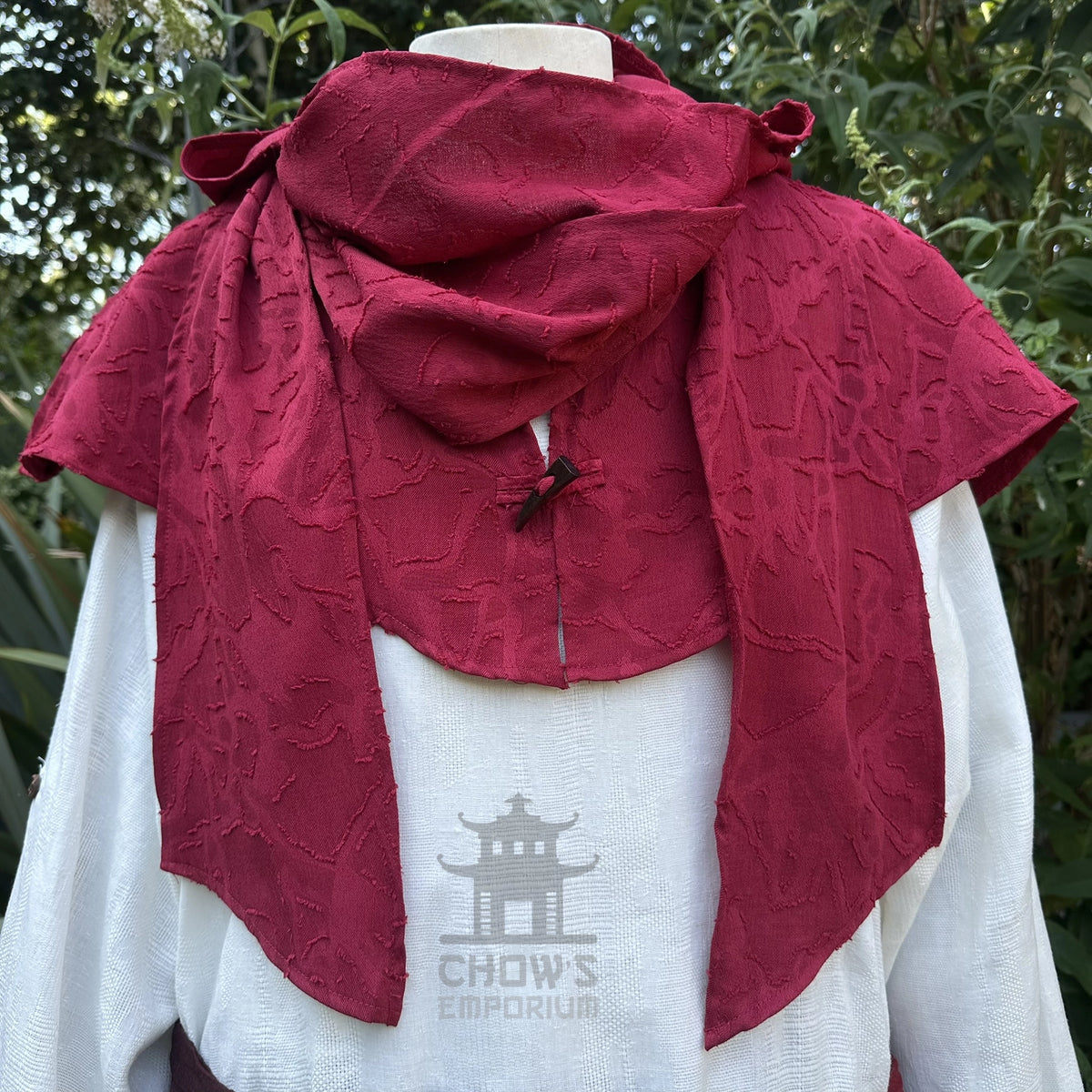 Red Medieval Scarf Hood - Lightweight