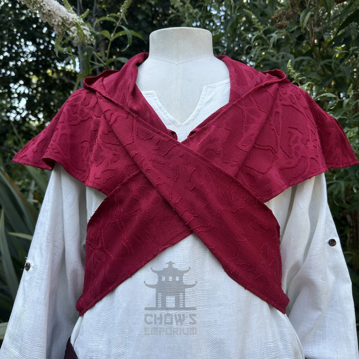 Red Medieval Scarf Hood - Lightweight