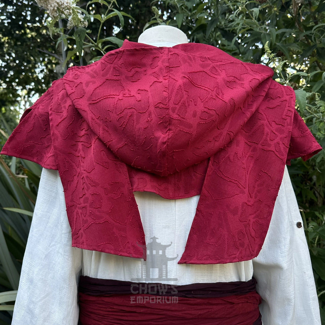 Red Medieval Scarf Hood - Lightweight