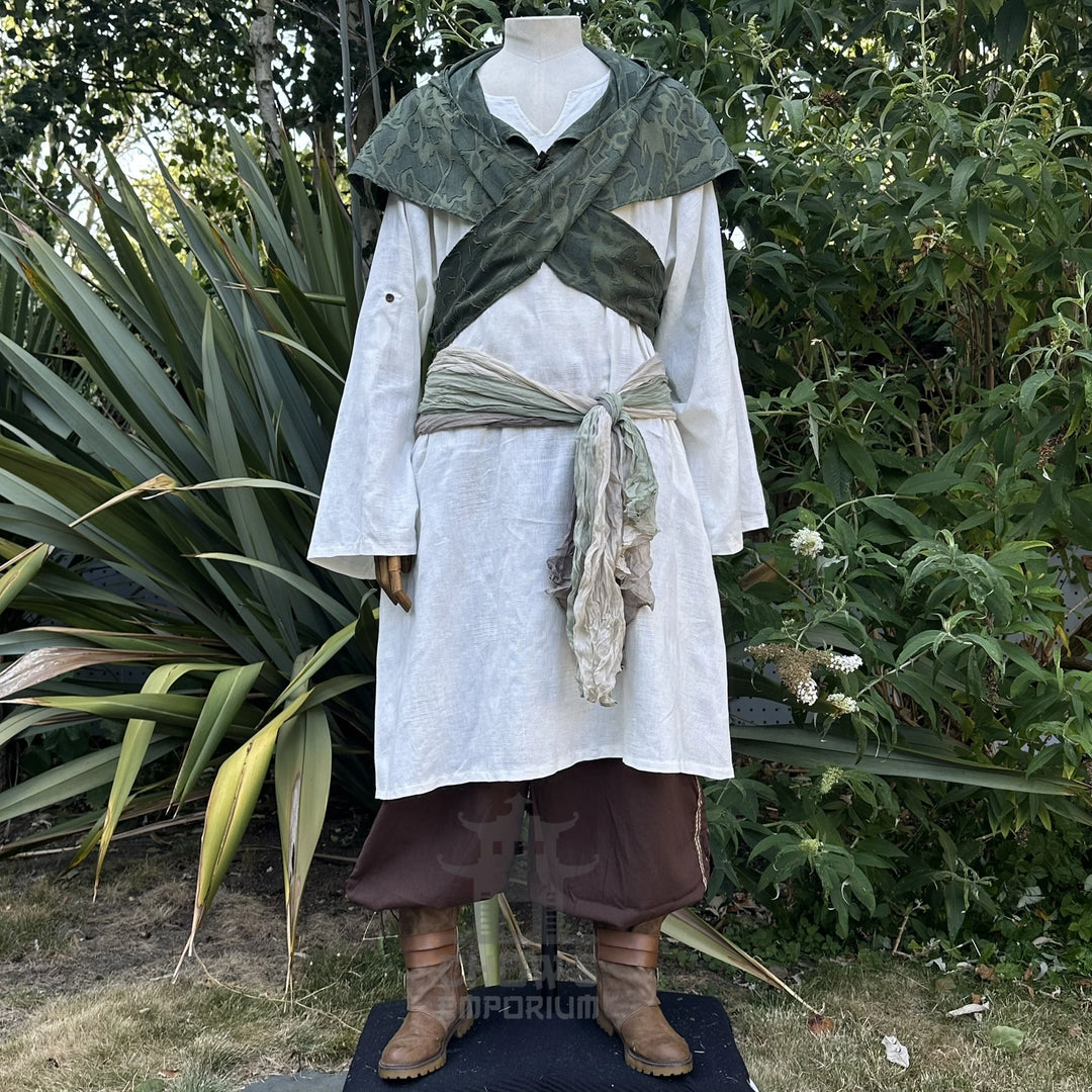 Green Medieval Scarf Hood - Lightweight