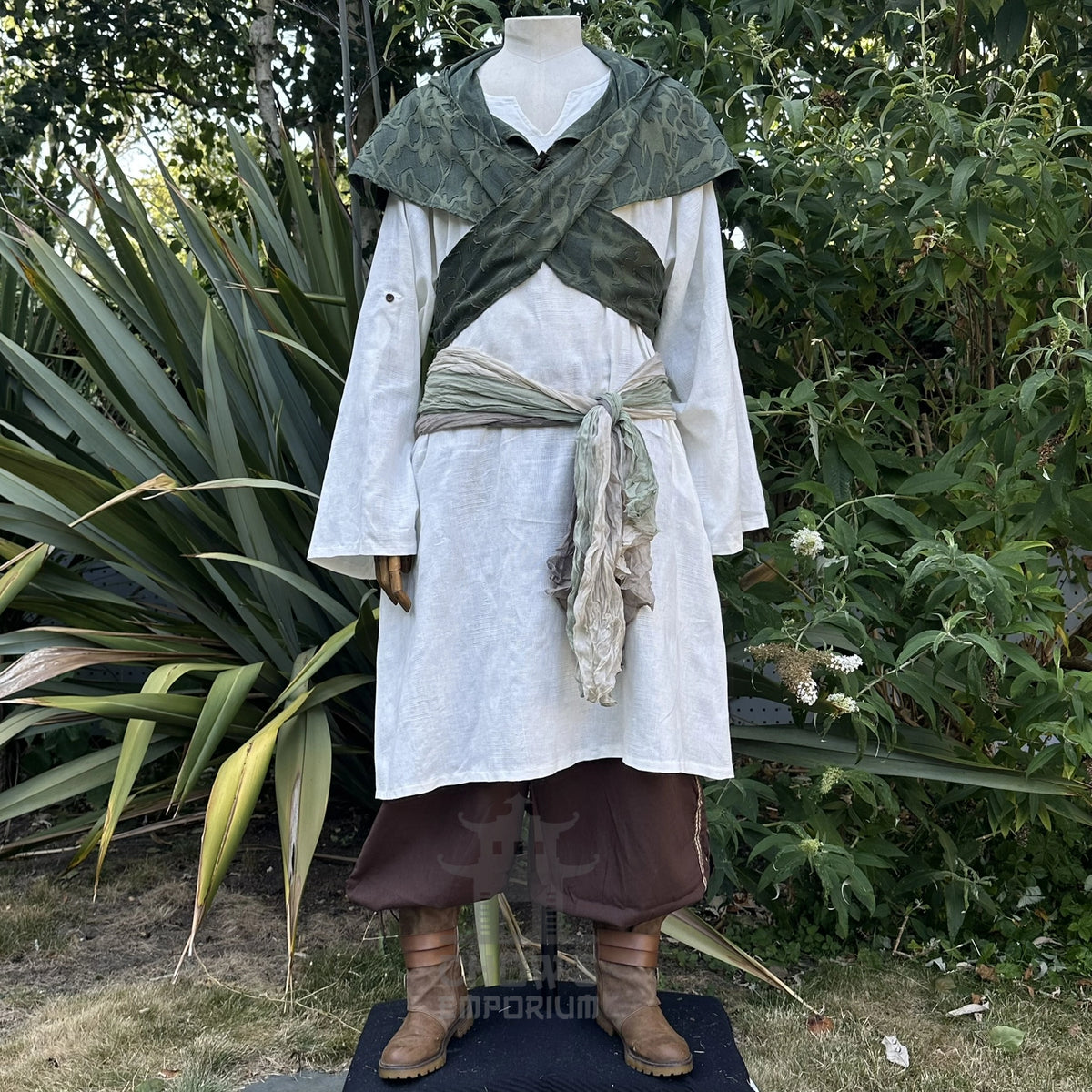 Green Medieval Scarf Hood - Lightweight