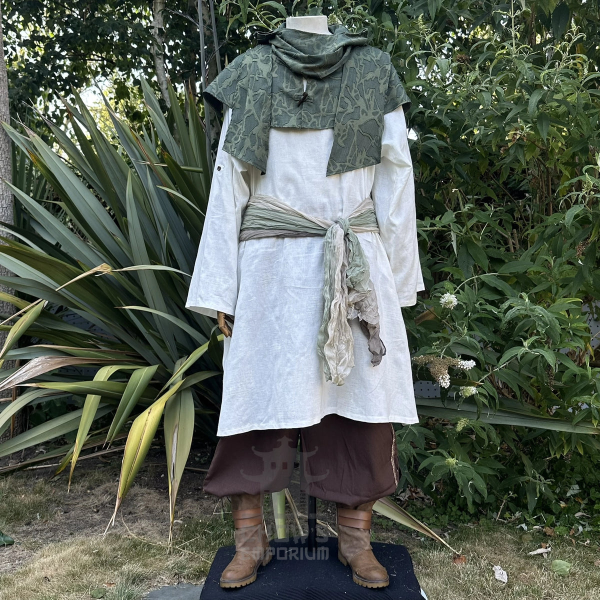 Green Medieval Scarf Hood - Lightweight