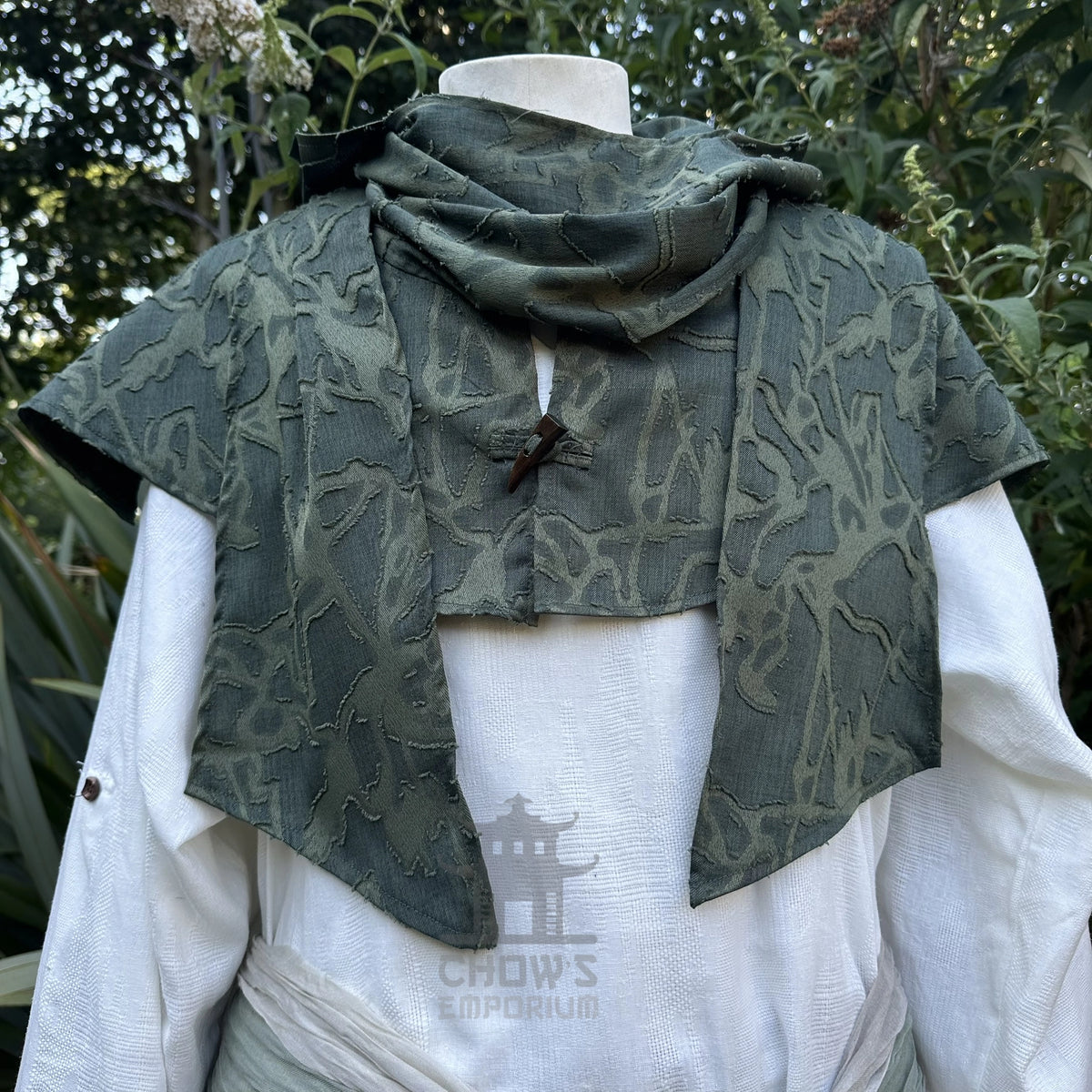 Green Medieval Scarf Hood - Lightweight