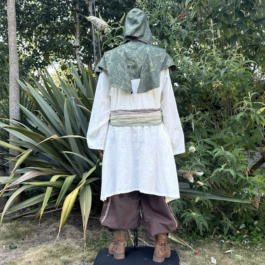Green Medieval Scarf Hood - Lightweight
