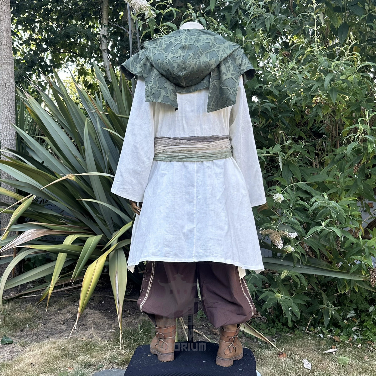 Green Medieval Scarf Hood - Lightweight