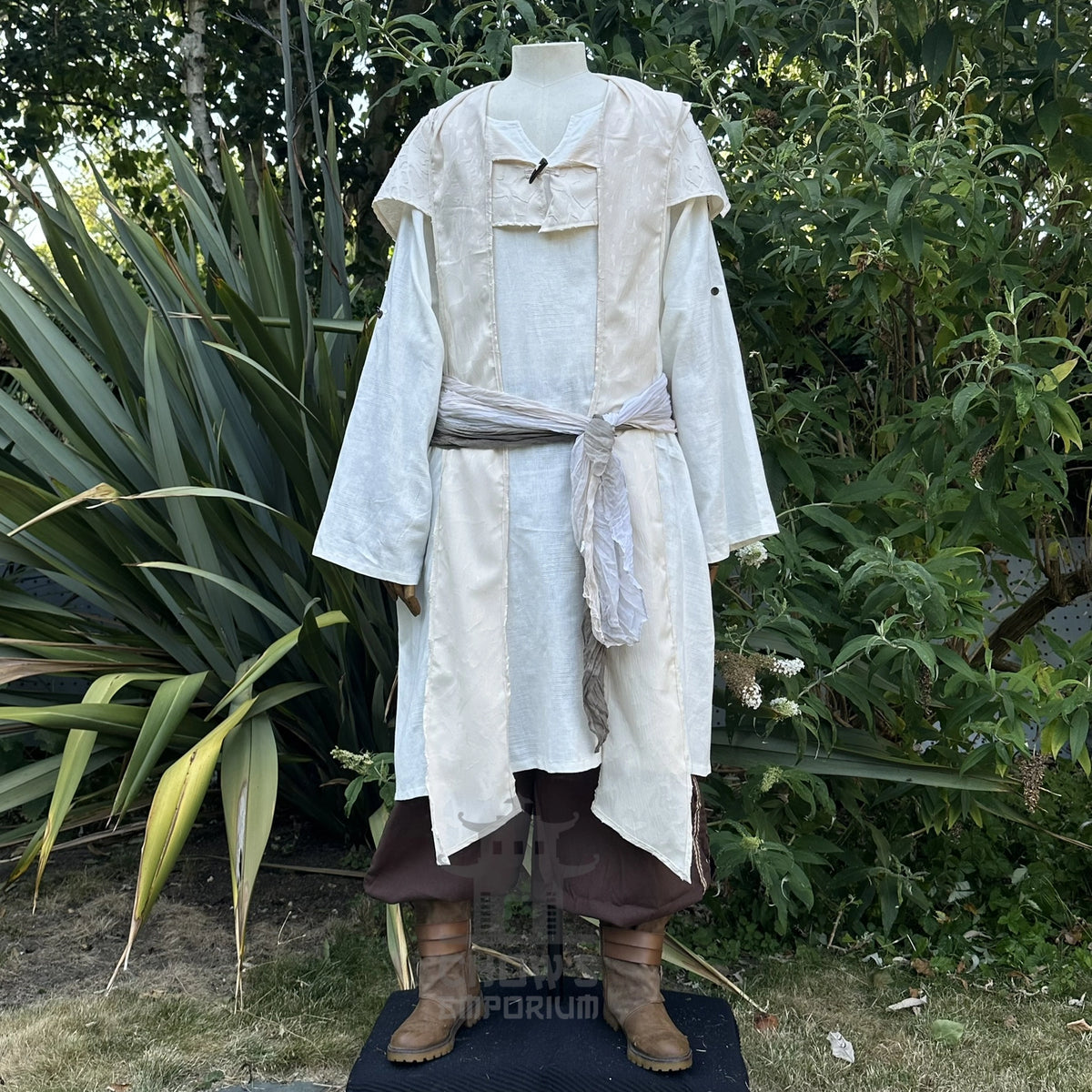 White Medieval Scarf Hood - Lightweight