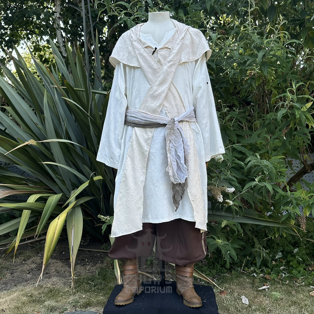 White Medieval Scarf Hood - Lightweight