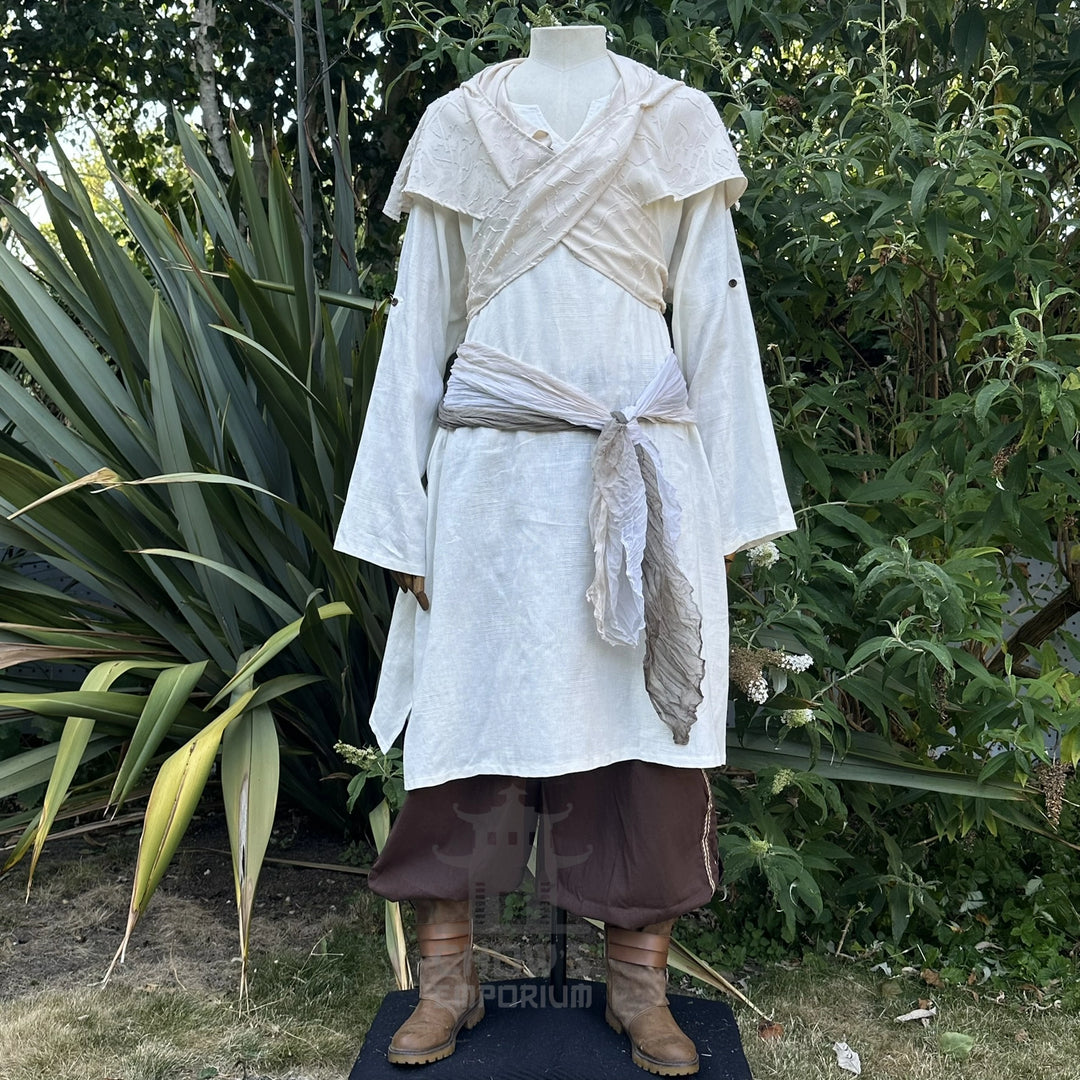 White Medieval Scarf Hood - Lightweight