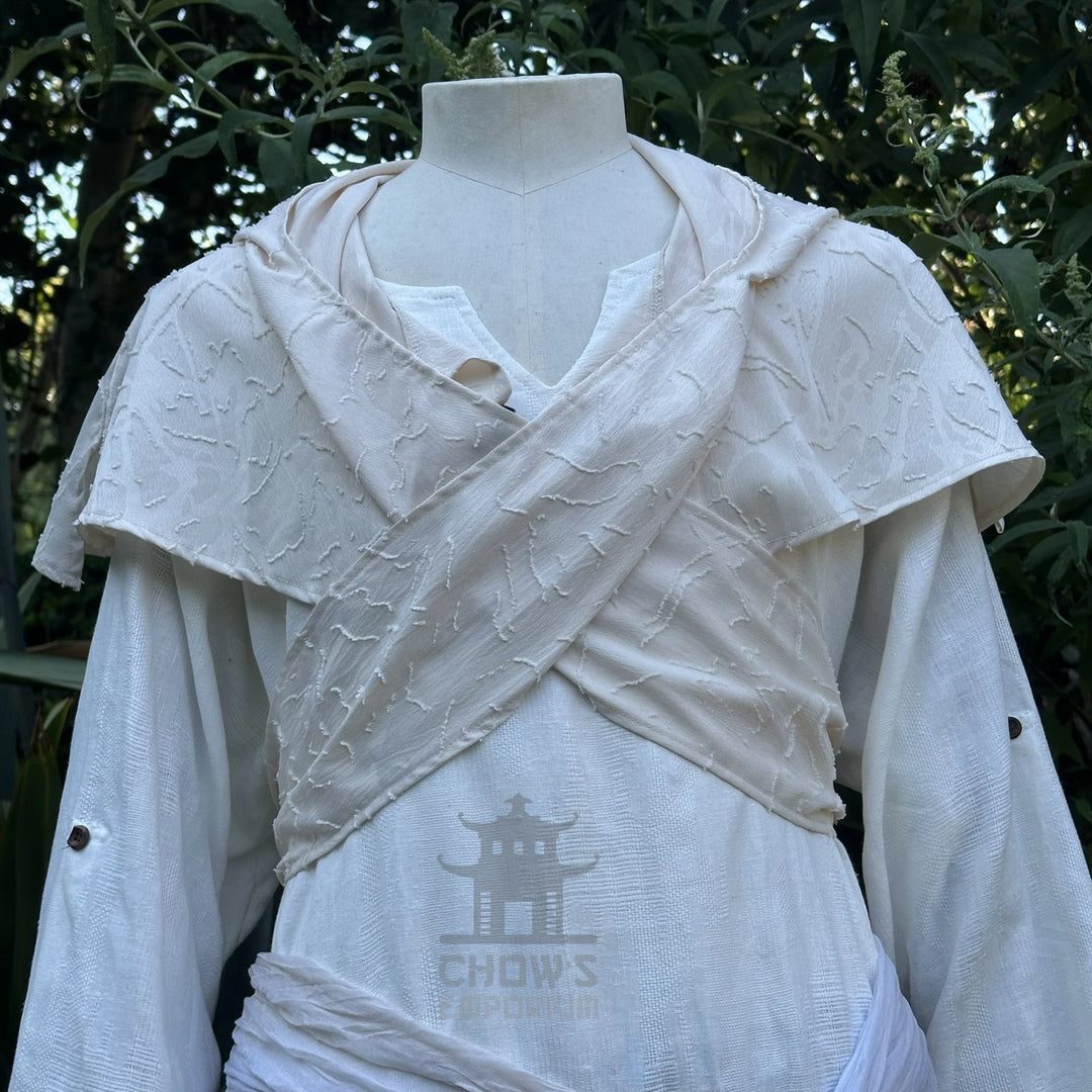 White Medieval Scarf Hood - Lightweight
