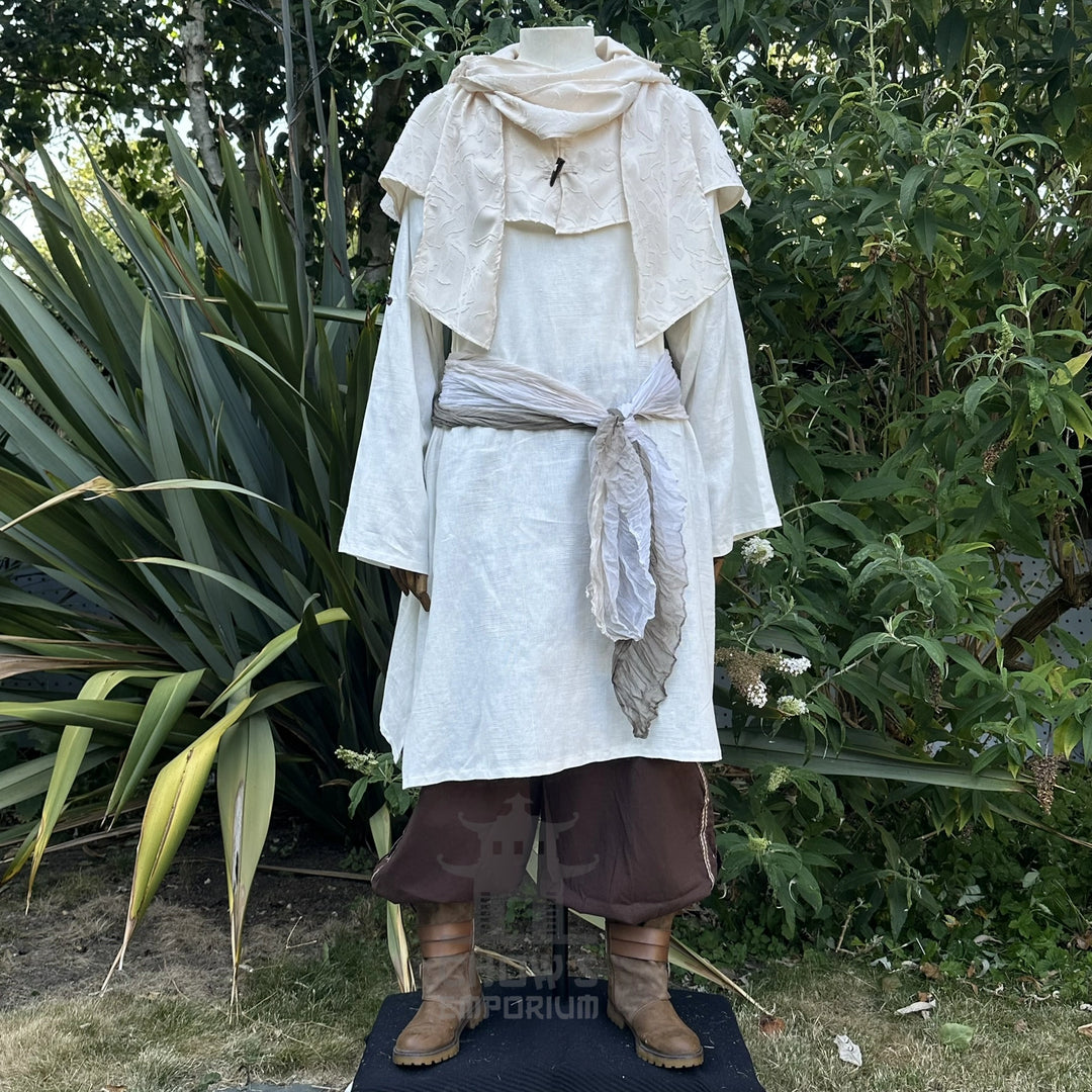 White Medieval Scarf Hood - Lightweight