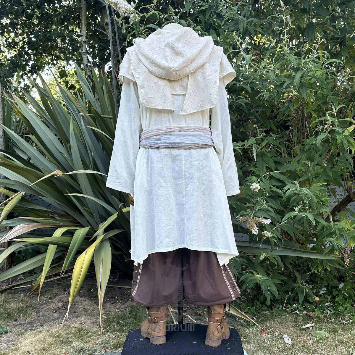 White Medieval Scarf Hood - Lightweight
