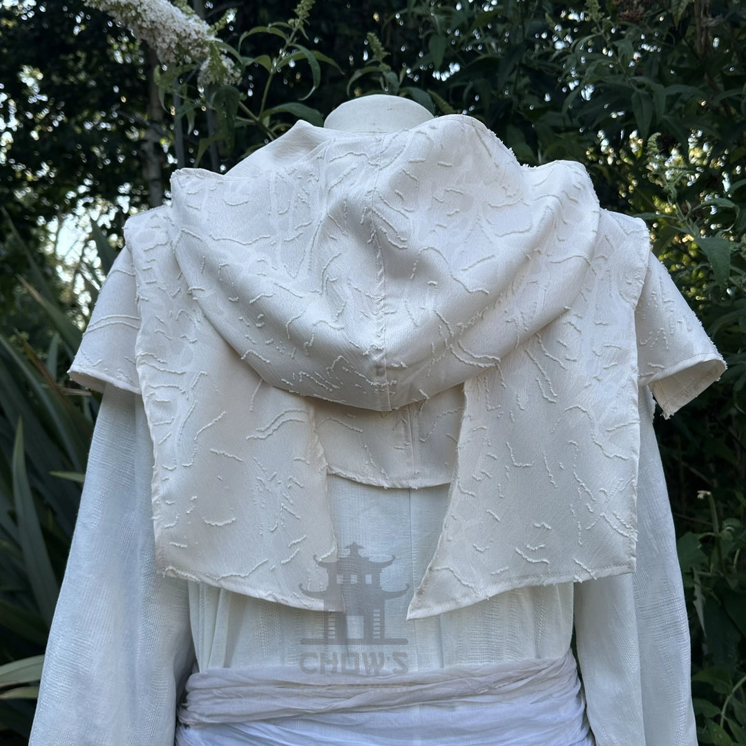White Medieval Scarf Hood - Lightweight
