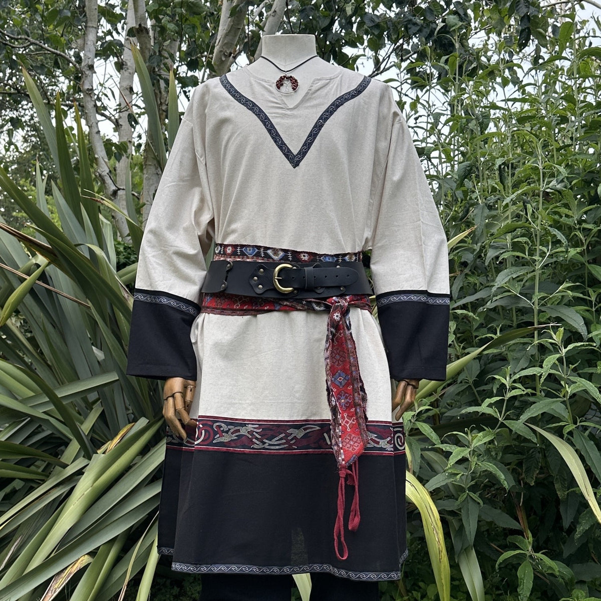 white black Viking tunic for LARP.