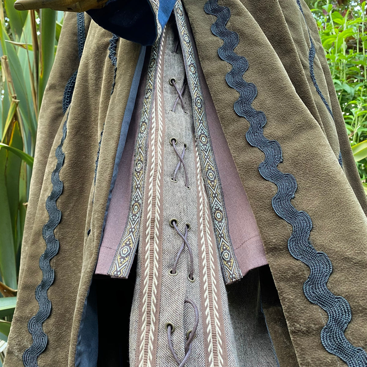 Embroidered waistcoat with lace-up details for LARP.