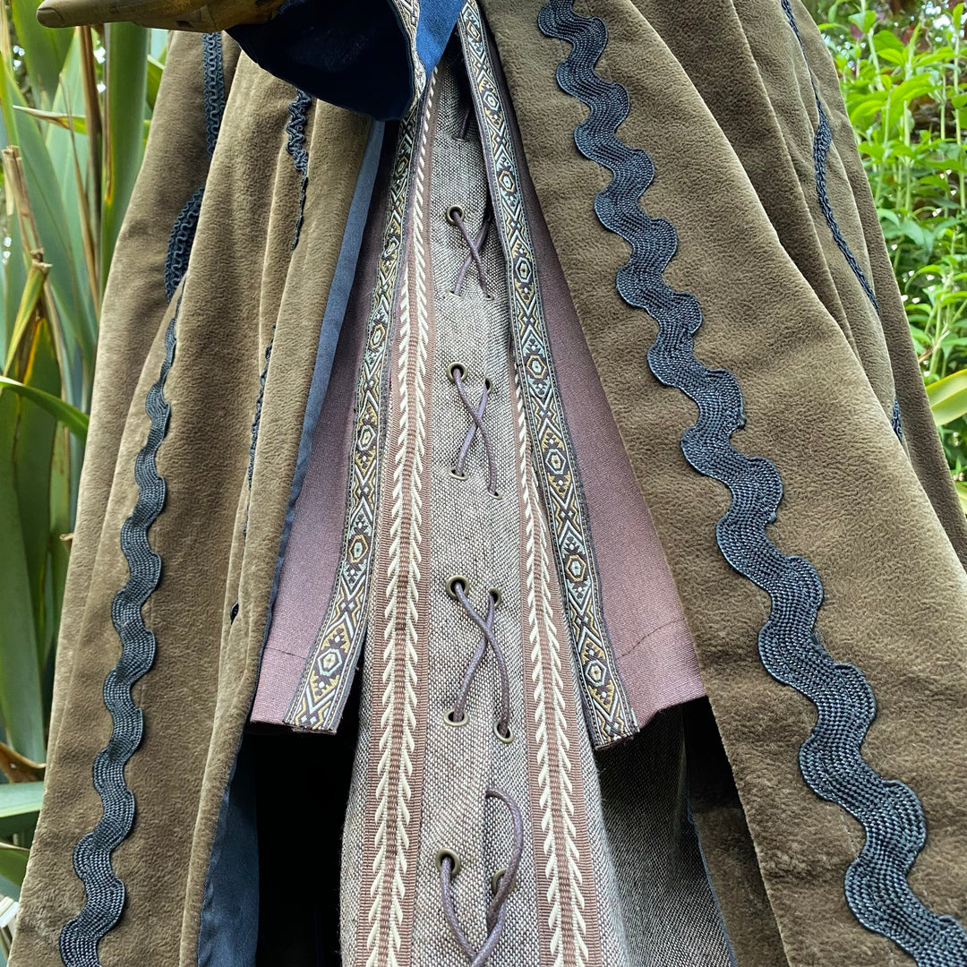 Embroidered waistcoat with lace-up details for LARP.