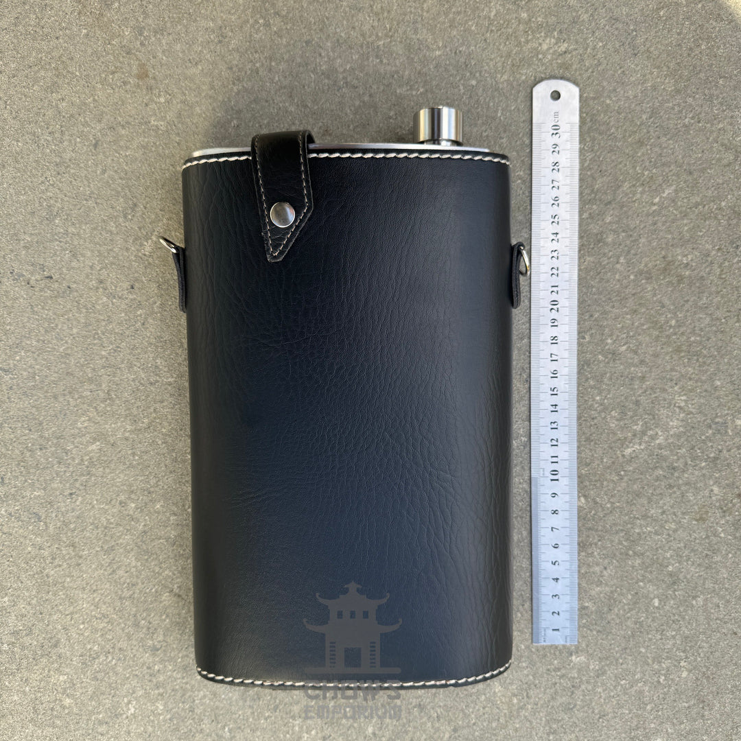 Large 64oz Hip Flask with Leather Holder