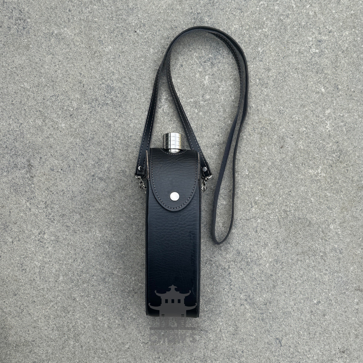 Curved 28oz Hip Flask with Shoulder Strap