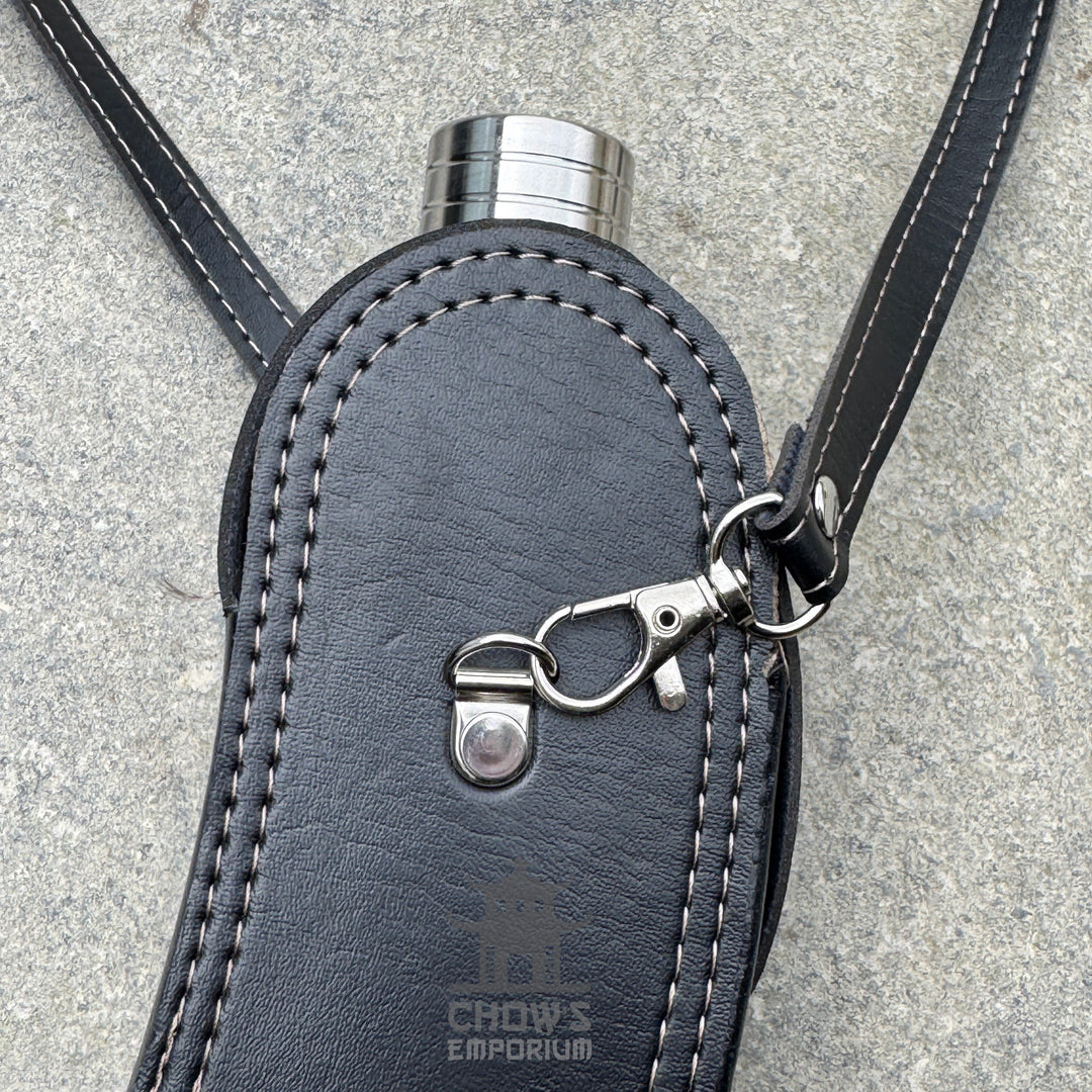 Curved 28oz Hip Flask with Shoulder Strap