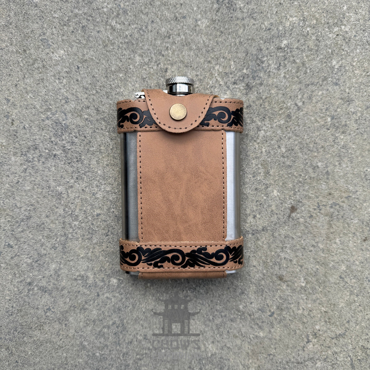 9oz Hip Flask with Leather Holder