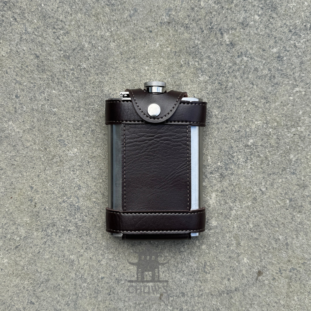 9oz Hip Flask with Leather Holder