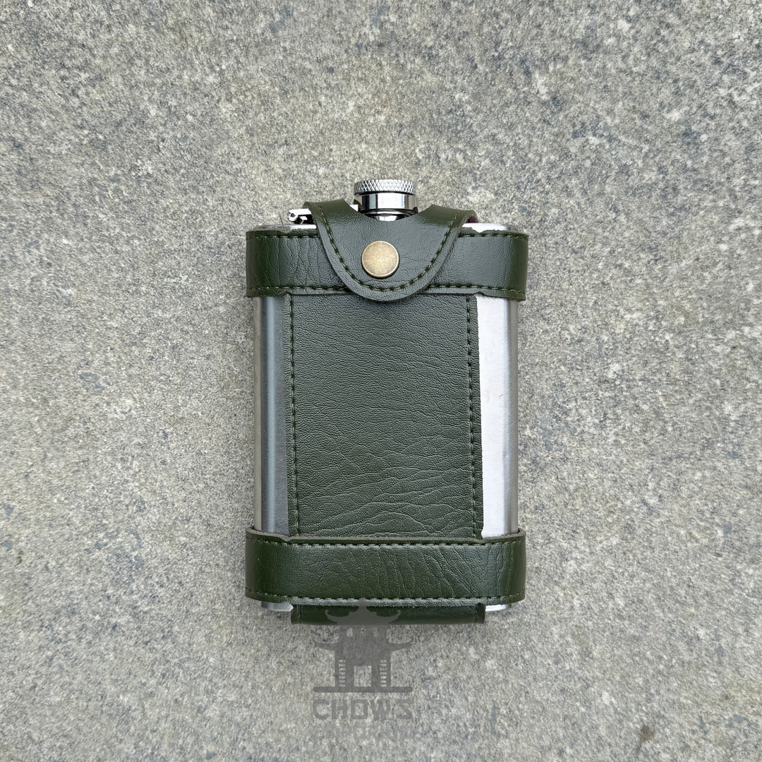 9oz Hip Flask with Leather Holder
