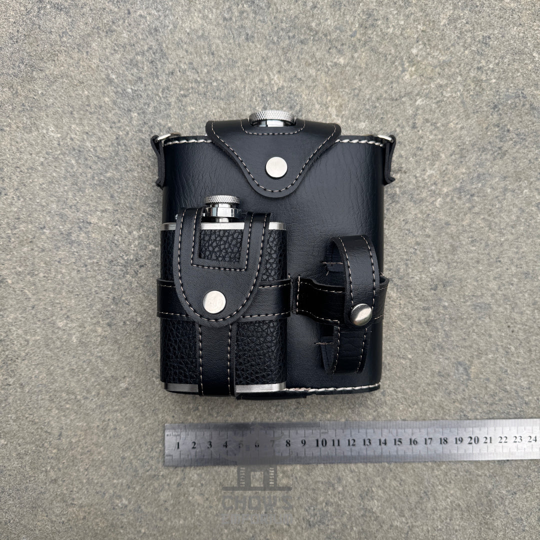 Hip Flask with Mini Flask and Pouches 18oz