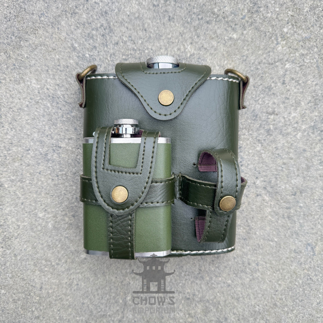 Hip Flask with Mini Flask and Pouches 18oz