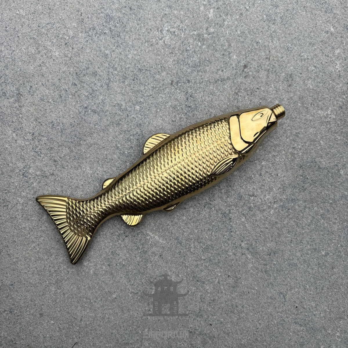 Fish-Shape 18oz Hip Flask with Belt Holder (Gold and Black)