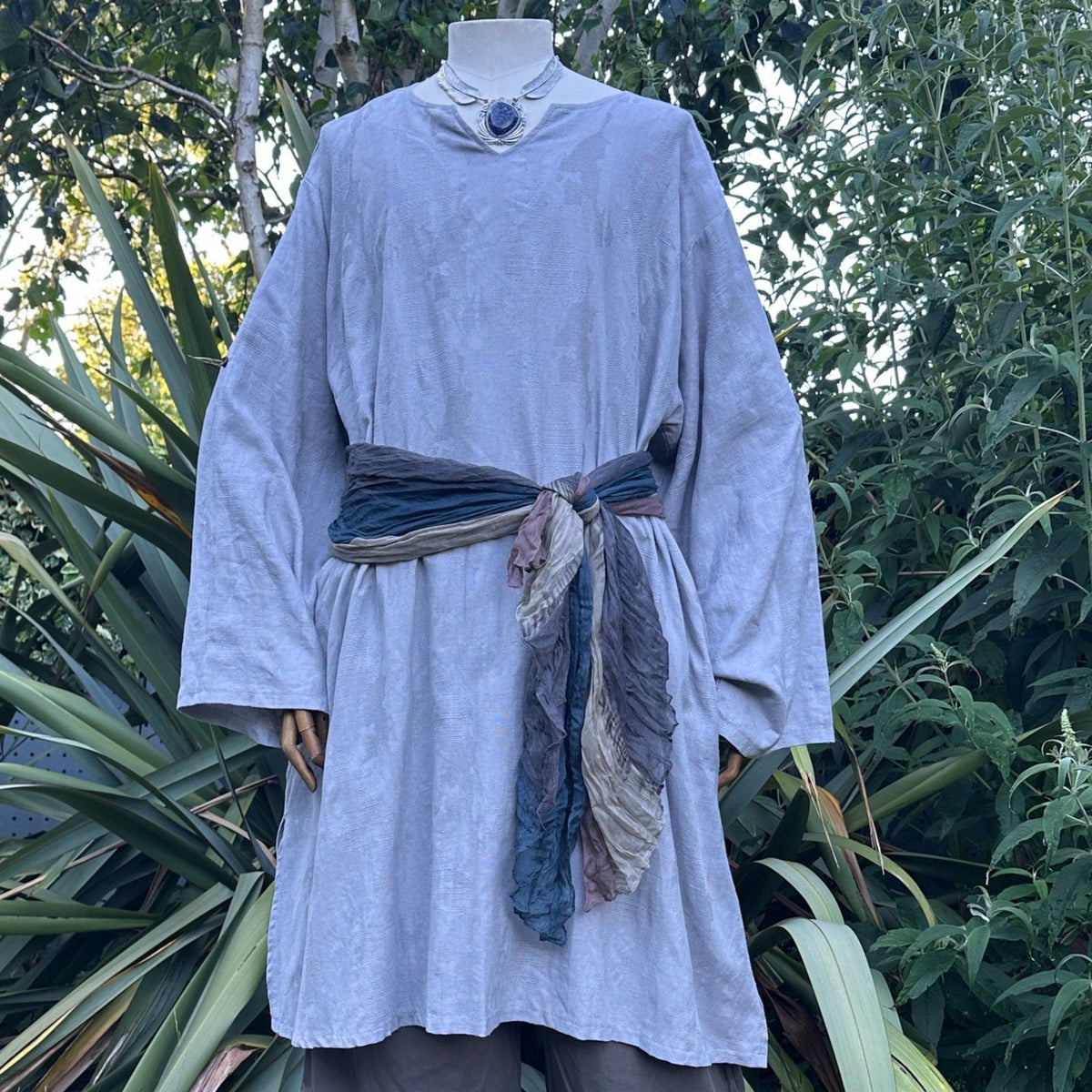 grey textured cotton medieval tunic.