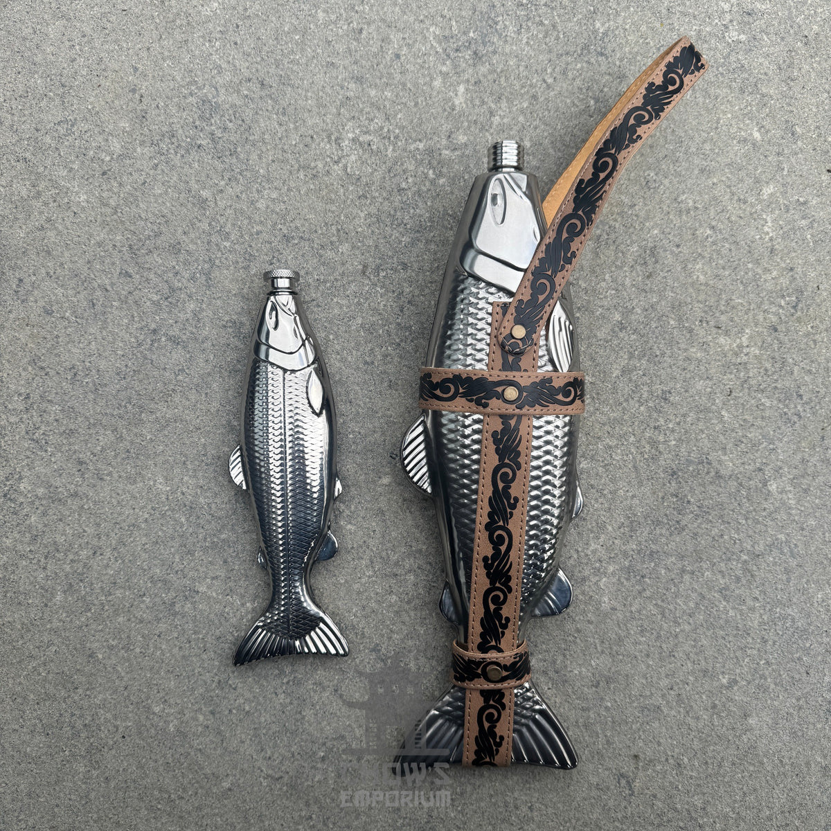 Fish-Shape 18oz Hip Flask with Belt Holder