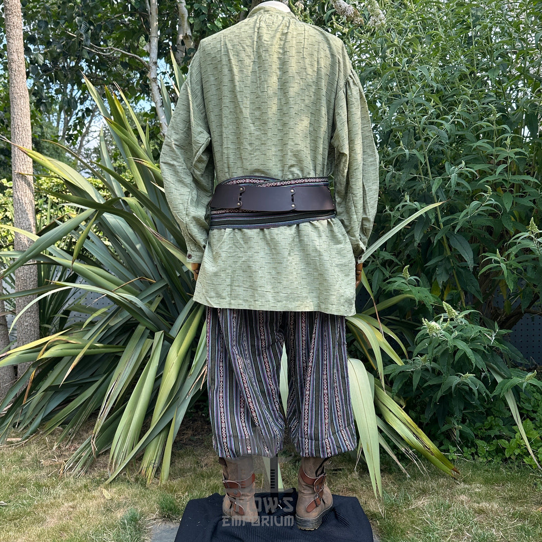 unisex textured green medieval shirt styled.