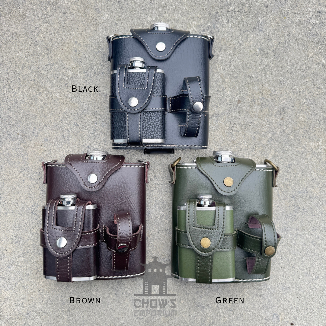 Hip Flask with Mini Flask and Pouches 18oz
