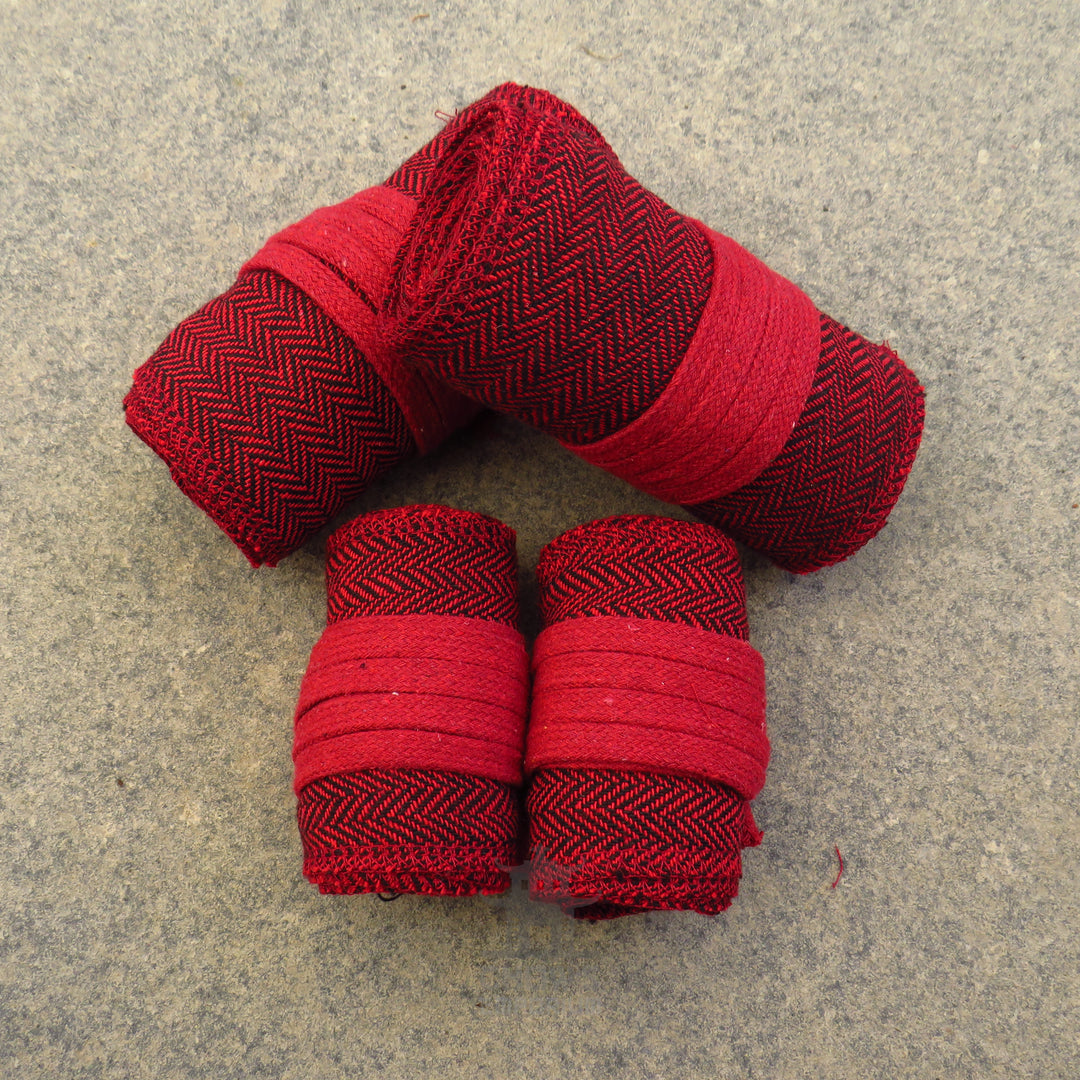 Red Herringbone Wool Arm Wraps