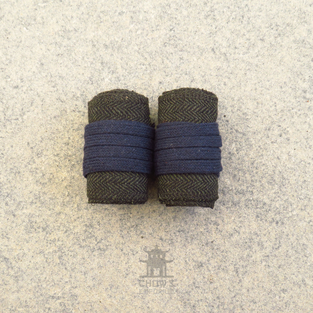 Green Herringbone Wool Arm Wraps