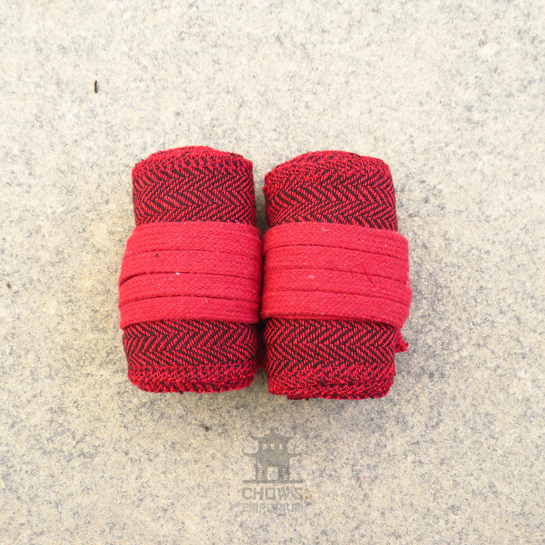Red Herringbone Wool Arm Wraps