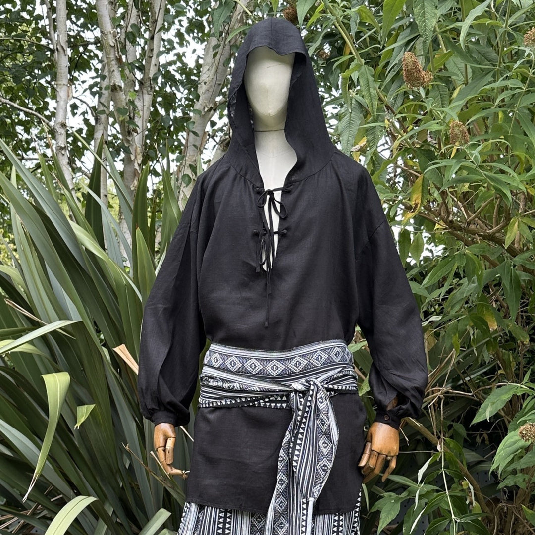 Mountain Alchemist LARP Set - 7 Pieces (Waistcoat, Shirt, Hood, Vambraces, Pants, Scarf, Necklace)