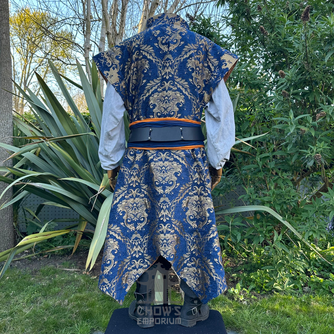 Azure Lord Outfit Set, 4+ pieces, Blue &amp; Gold (Waistcoat, Shirt, Sash &amp; Necklace)