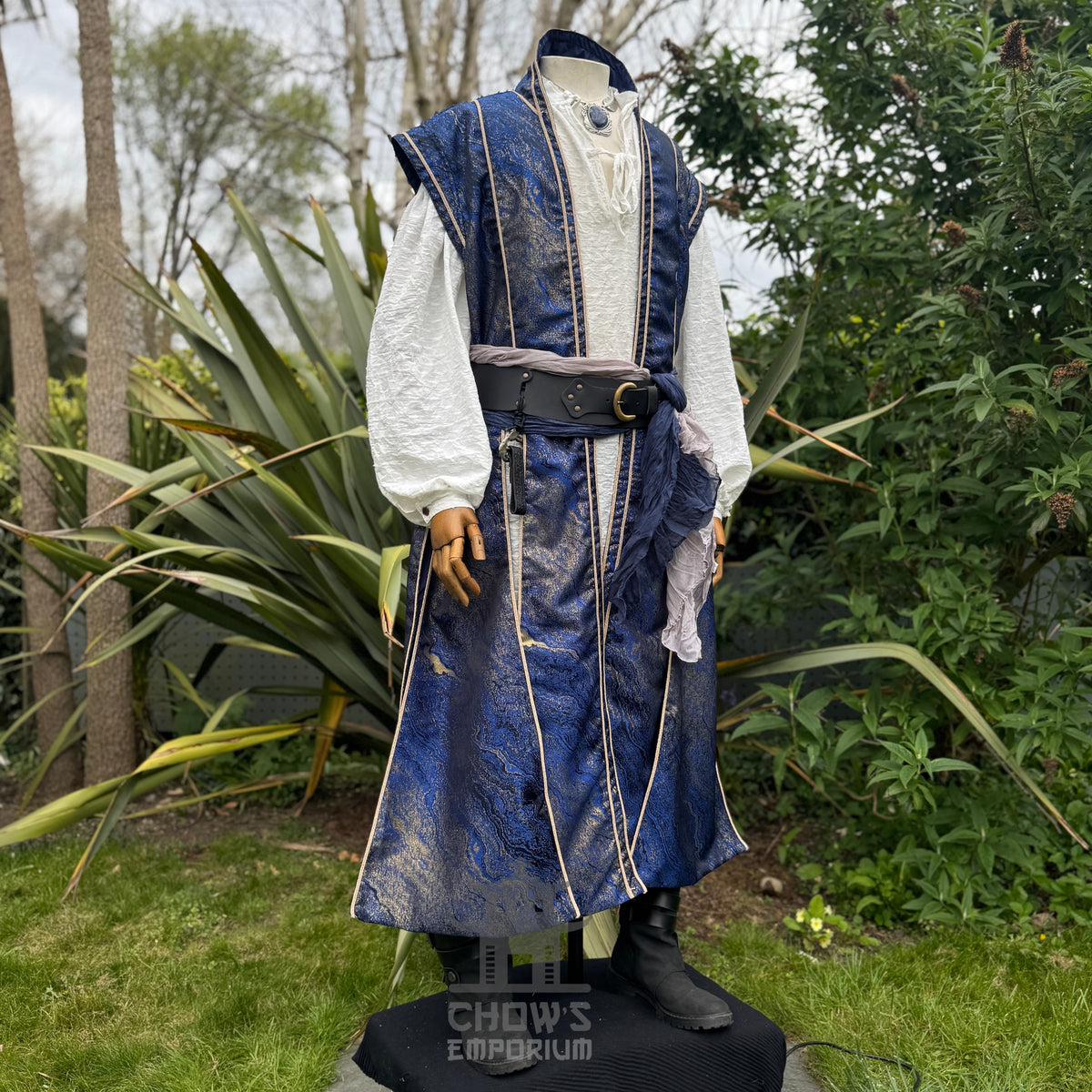 Cerulean Sorcerer Outfit Set, 4 Pieces (Waistcoat, Shirt, Sash &amp; Necklace)