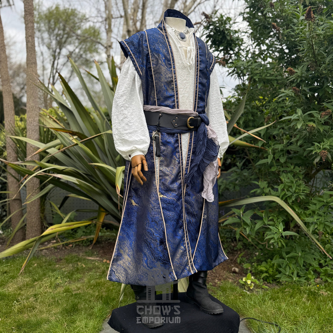 Cerulean Sorcerer Outfit Set, 4 Pieces (Waistcoat, Shirt, Sash &amp; Necklace)