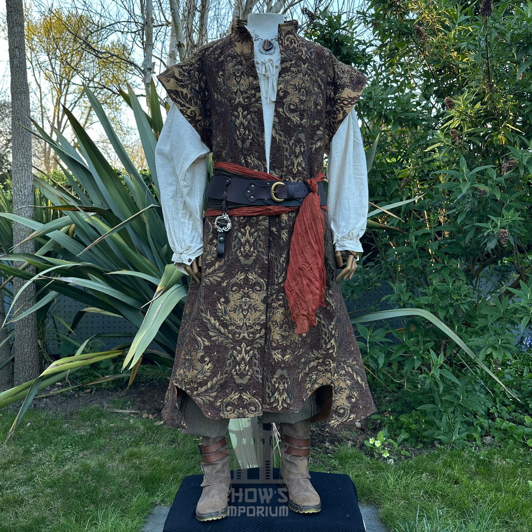 Captain Goldthorn Set, 4+ pieces, Brown &amp; Gold (Waistcoat, Shirt, Sash &amp; Necklace)