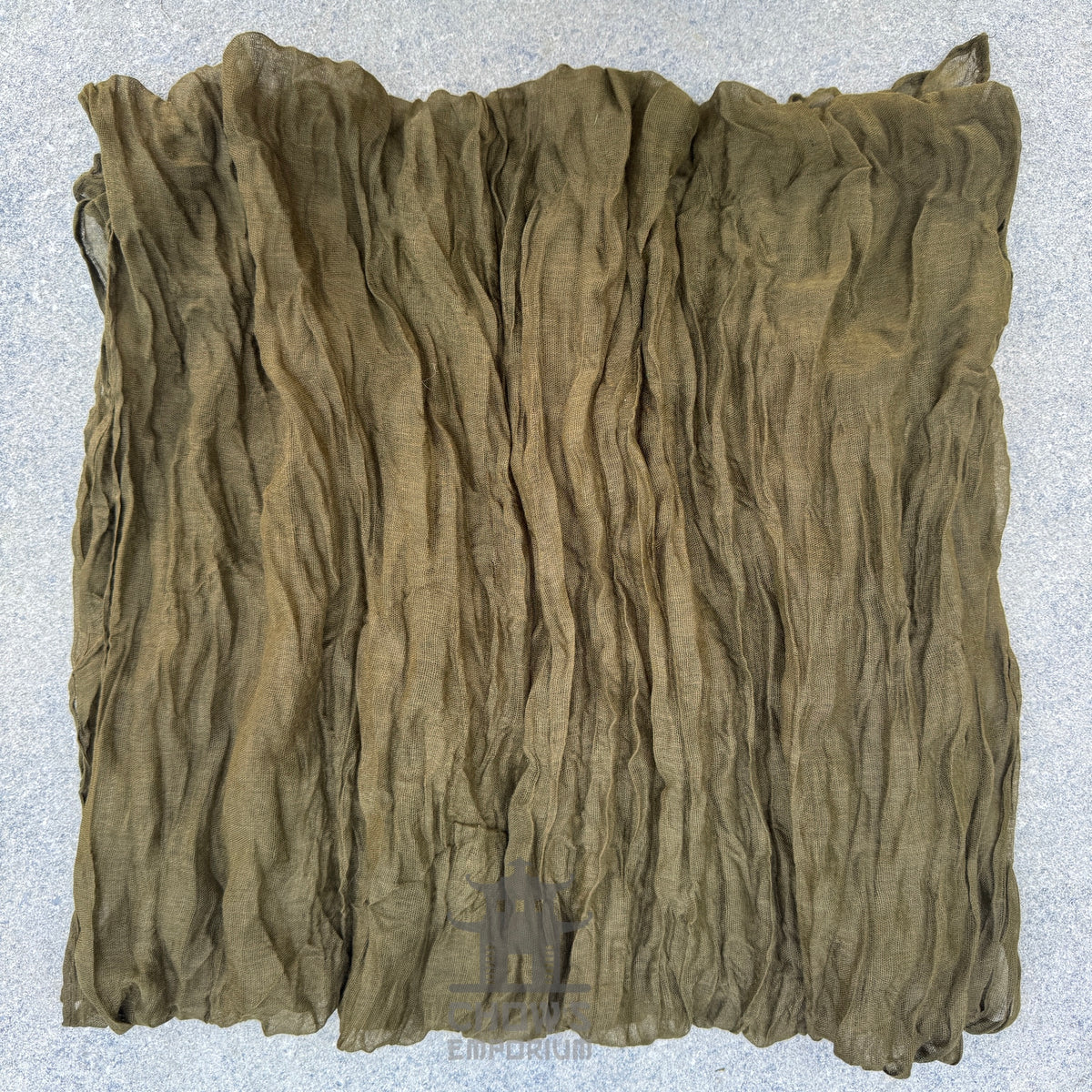 Folded Cedar pirate sash in plain olive green viscose