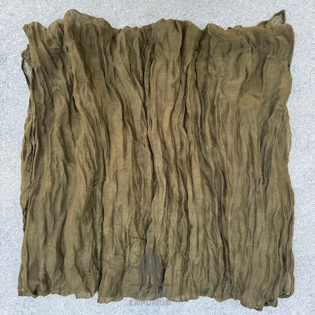 Folded Cedar pirate sash in plain olive green viscose