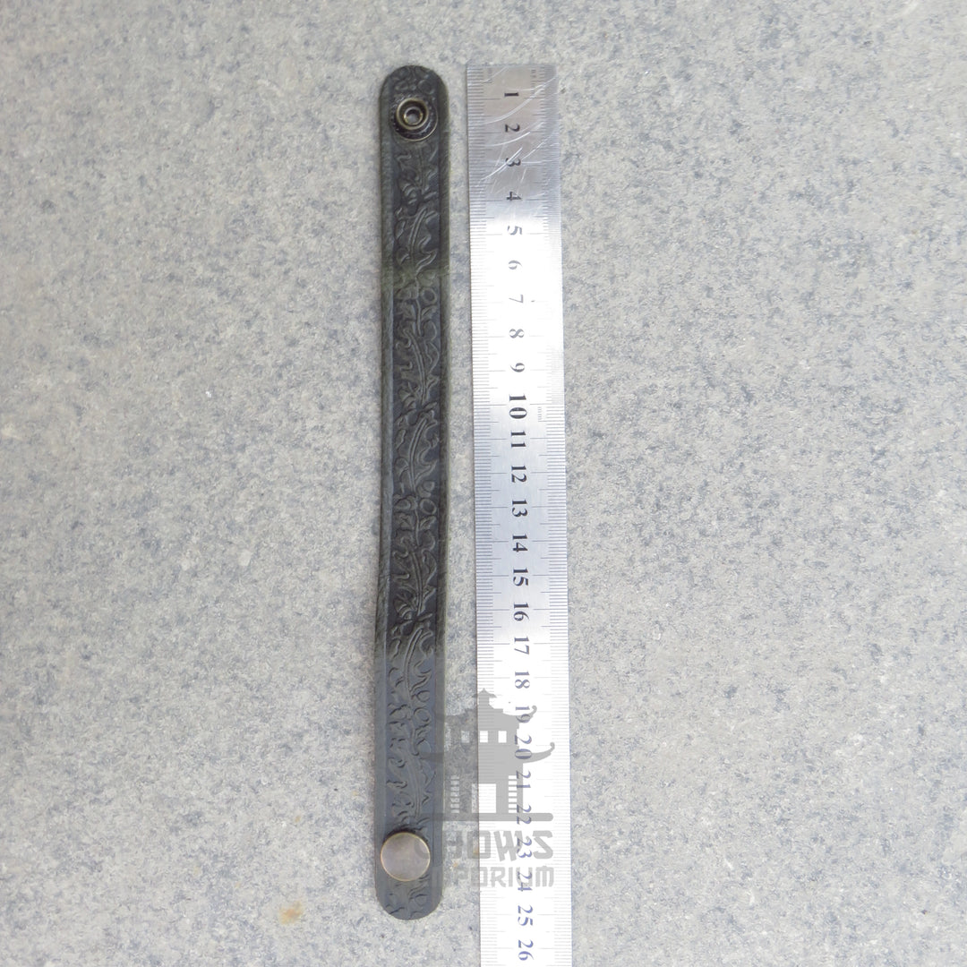 Width of the Celtic knot leather tankard loop shown against a measure