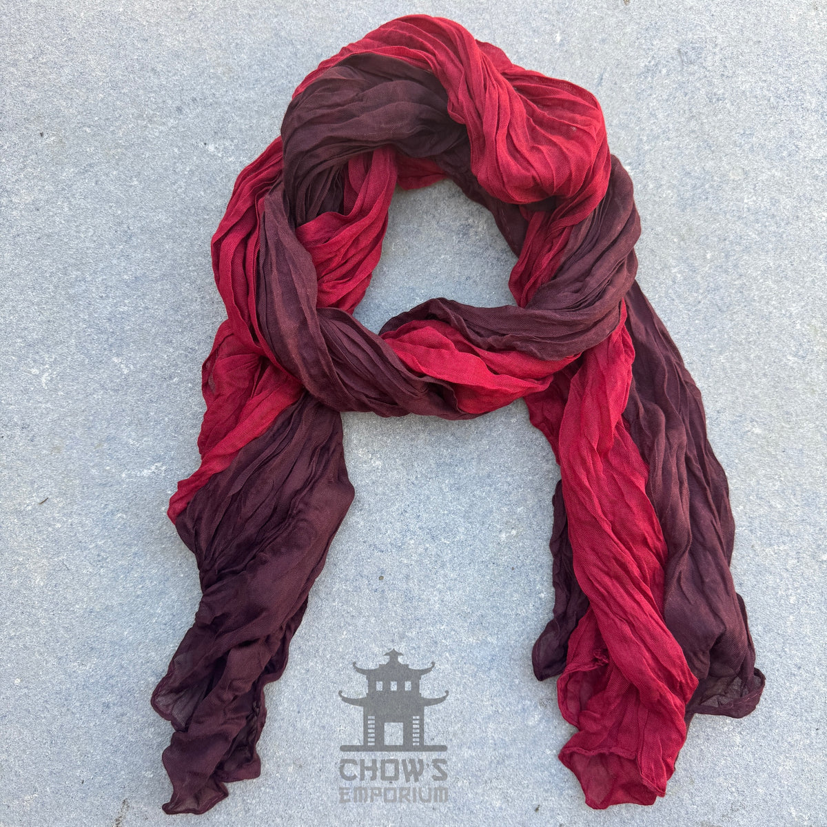 Crimson pirate sash tied and draped, crimson and maroon viscose